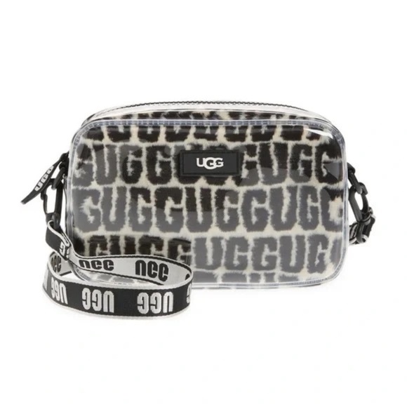 UGG Janey II Clear Black Logo Plush Bag - Picture 1 of 8
